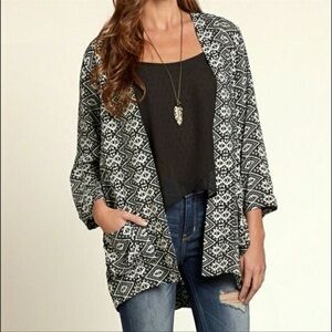 Hollister Black and White Lightweight Cardigan